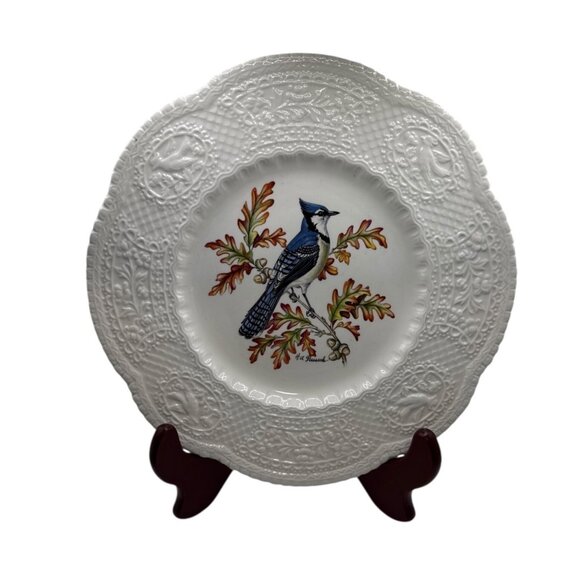 Blue Jay Royal Cauldon Bristol Ironstone Plate By Henry A Pausch 8" Decorative V - Picture 2 of 7